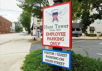 Color Coded Parking Signs for Employee Parking and Visitor Guest Parking